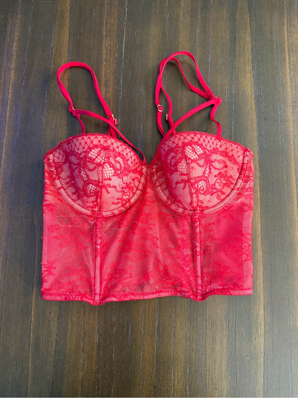 Victoria's Secret Red Lace Longline Bustier